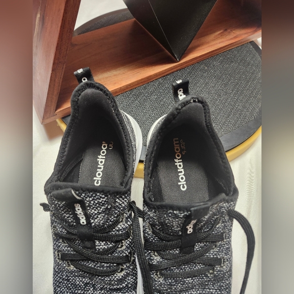 Adidas Cloudfoam Black-Grey Tweed Low Top Women's Shoe In Size U.S. 8.5 - Picture 12 of 12